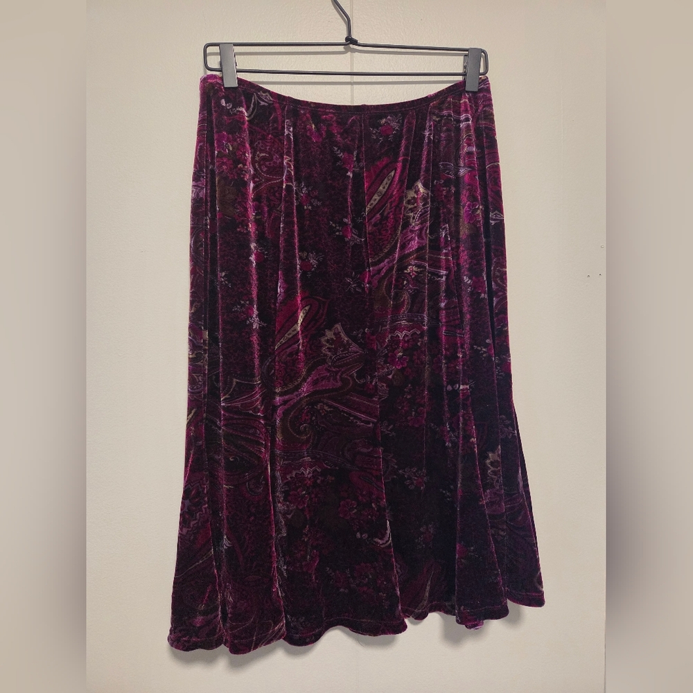 Boho Velvet Paisley A-Line Skirt